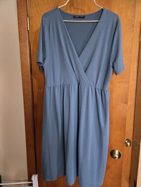 Women's Slate Blue Wrap Front Dress